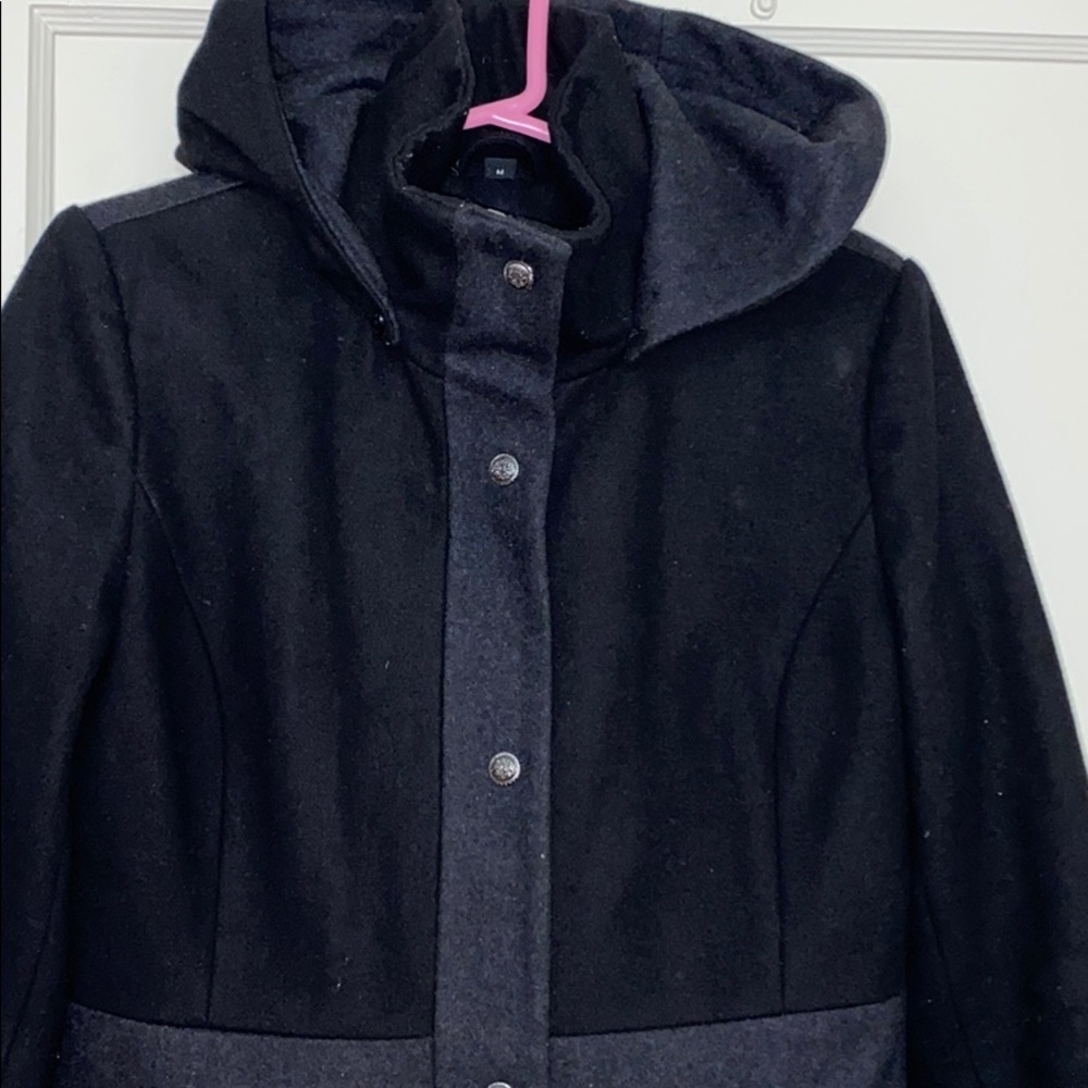 Guess black & gray hooded pea coat size: M - Picture 4 of 12